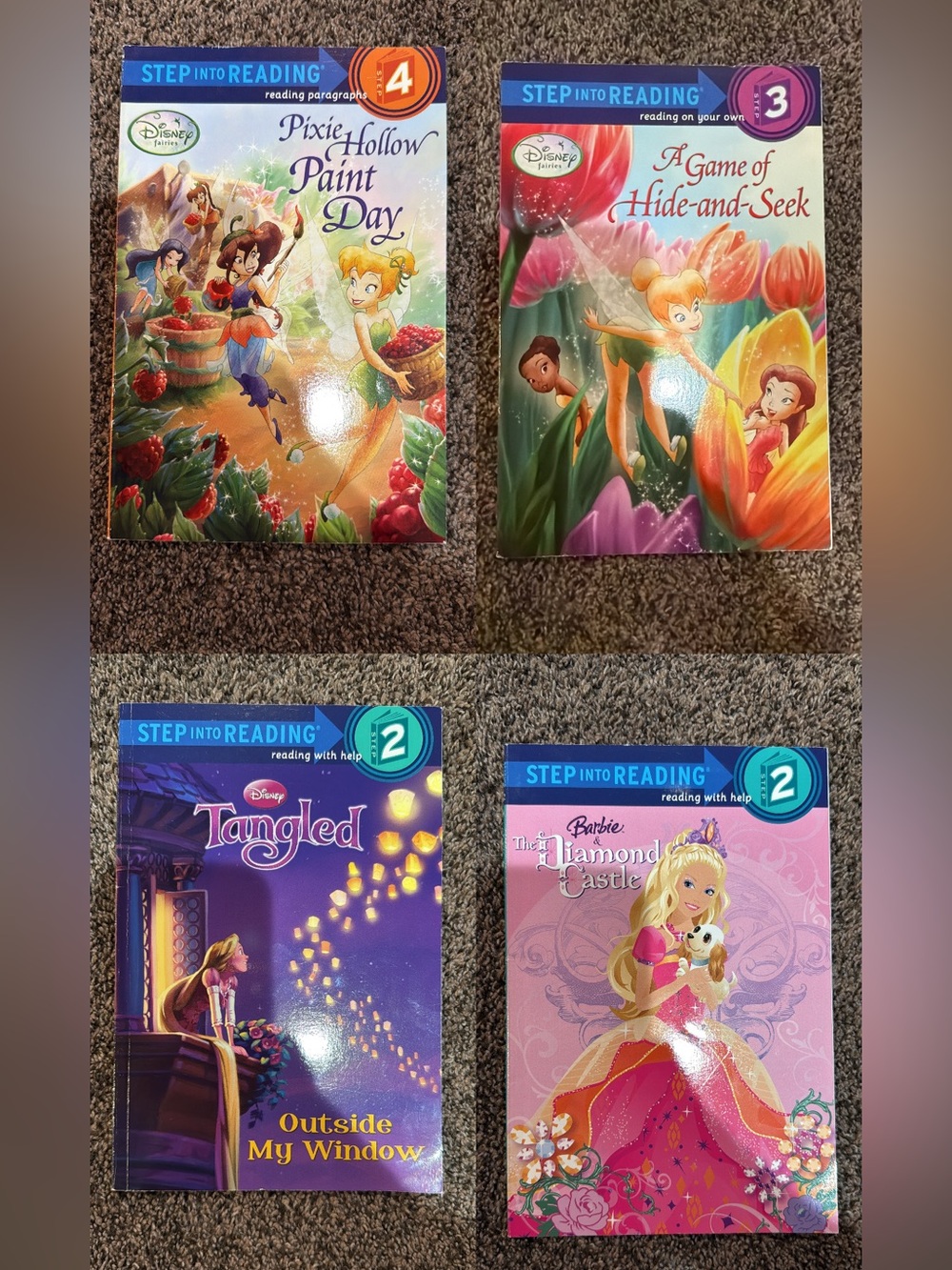 FOUR Step Into Reading Children’s Princess Picture Books